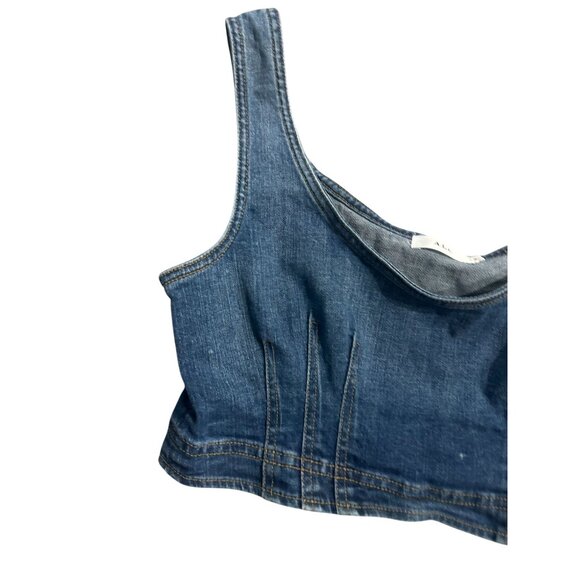 ALC Women's Denim Stitched Crop Tank Top Size 8 - Picture 2 of 5